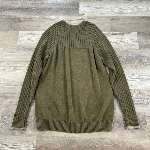 Columbia Men’s Olive Green Cotton Sweater XXL Ribbed Knit Pullover Outdoors - Picture 4 of 8